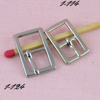 Small metal rectangular buckle miniature with a notch, 19 mms.