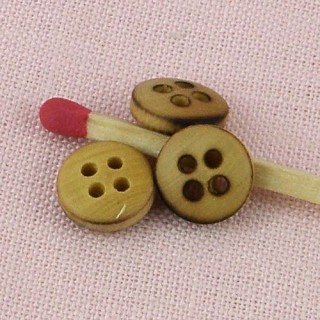 Wood buttons, wooden buttons 4 holes, 9 mms.