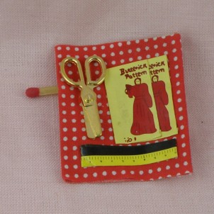 Small sewing box for doll, miniature knitting set