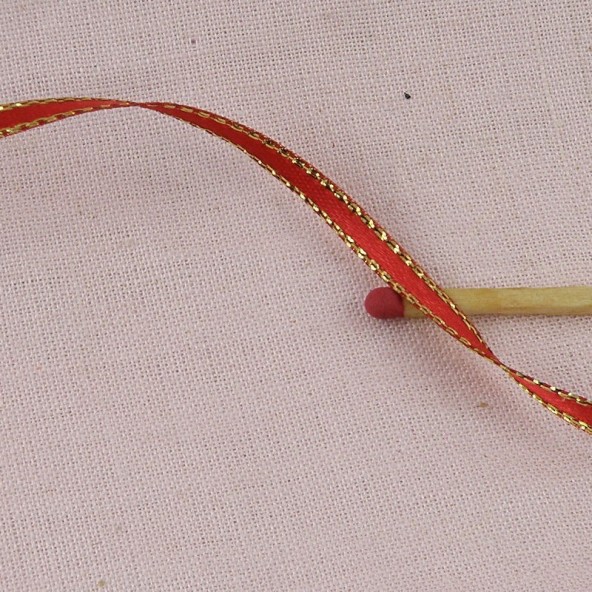 Ruban metalisé rouge et or 4 mm