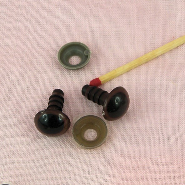 Brown Plastic eyes washer for bear and doll 14 mms