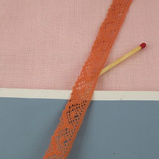 Orange lace trim 13 mms sell by meter