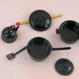 Doll miniature silver stovetop cookware Set 