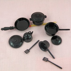 Doll miniature silver stovetop cookware Set 