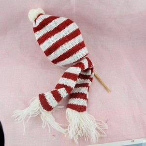 Bonnet écharpe Noël miniature poupée 8 cm .