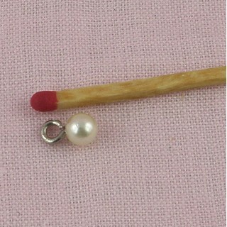 Bouton à  pied, perle nacrée, 6mm.