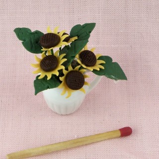 Bouquet tournesol miniature maison poupée