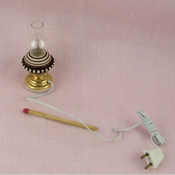 Lampe miniature boule électrifiée maison poupée, 
