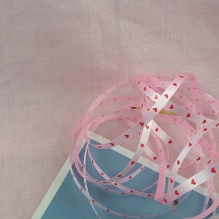 Hearts printed satin ribbon 5 mms
