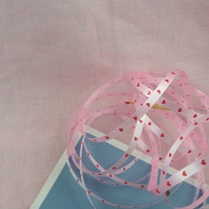 Hearts printed satin ribbon 5 mms
