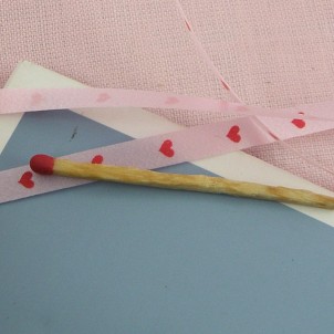 Hearts printed satin ribbon 16 mms
