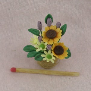 Bouquet fleurs miniature maison poupée