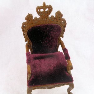 Chaise salon meuble miniature acajou salon maison de poupée 