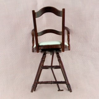 Victirian child's Barber chair dollhouse 9 cms