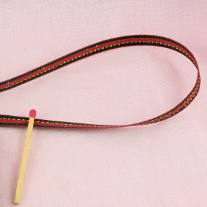 Galon crolle, vagues,rouge et or, 1,7 cm, 17 mm.