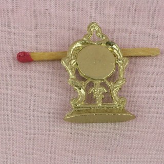 Pendule dorée miniature maison poupée 5 cm.