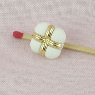 Square Shank button gold and white