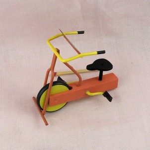 Small exercise bicycle in wood and metal doll miniature