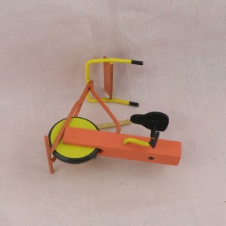Small exercise bicycle in wood and metal doll miniature