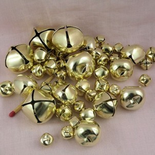 43 Grelots dorés brillants tailles assorties