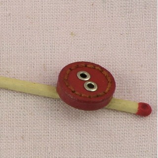 Round leather Button stitched  15 mms