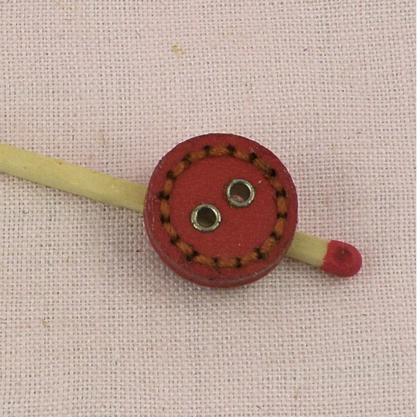Round leather Button stitched  15 mms