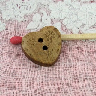 Wooden Button heart shape...