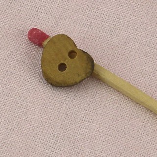 Knopf Herz der geritzte Holz 1,3 cm