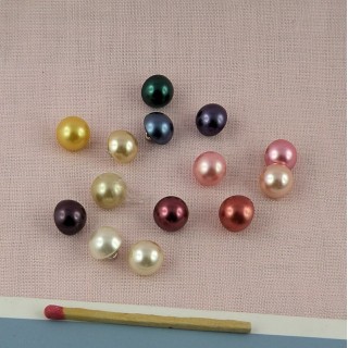 Boutons perle nacrée boule 1 cm.