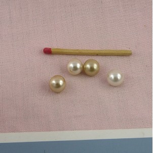 Boutons perle nacrée boule 1 cm.