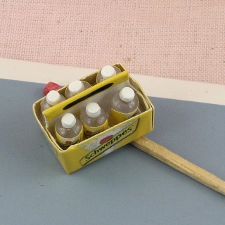 Pack botellas de Schweppes miniatura casa muñeca