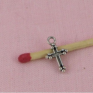 Pendentif croix, chapelet, bijou poupée communiante, religieuse.