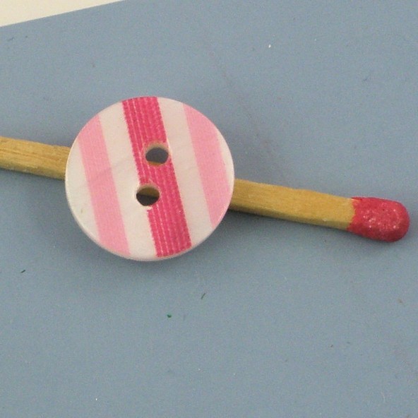 Pink stripped Button 11 mm
