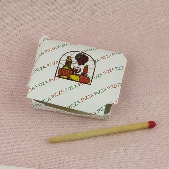 Delivery pizza box doll miniature, 3,5 cms.