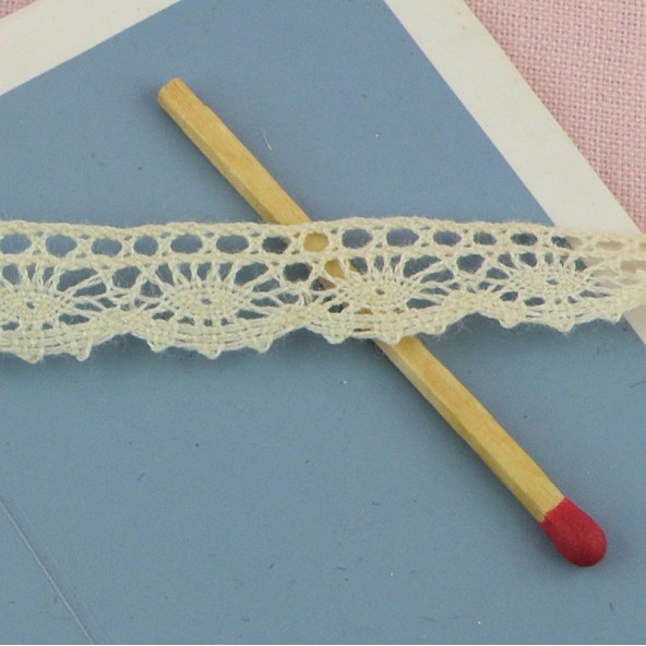 Vintage fine cotton lace ribbon 1 cm, 12 mm