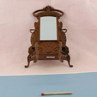 Grand miroir pied miniature maison poupée 14cm.