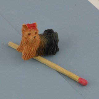 Plastic Yorkshire dog dollhouse animal miniature 2 cm,