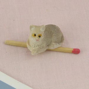 Chat miniature maison poupée, 2 cm.