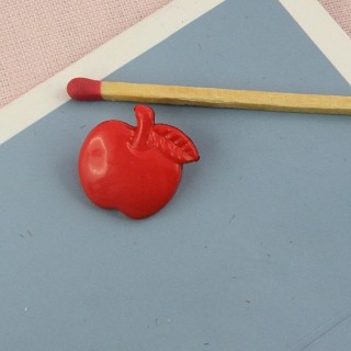 Botón manzana roja fruta a pie 16 mm