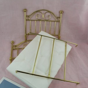 Brass bed miniature furniture for dollhouse.