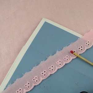 Flat Eyelet cotton, with holes, 10 mms sell by meter.