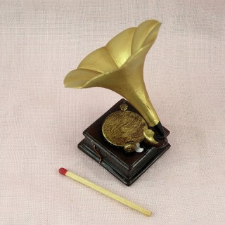 Gramophone miniature maison poupée 8 cm