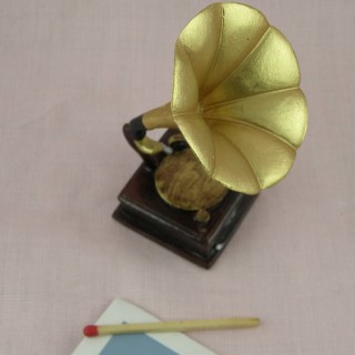 Gramophone miniature maison poupée 8 cm