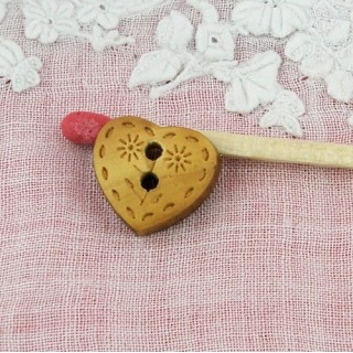 Wooden Button heart shape...