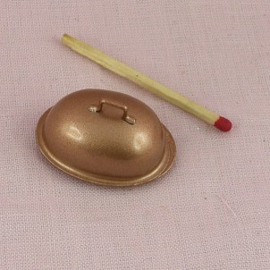 Doll miniature round metal Piewter dish, 26 mms