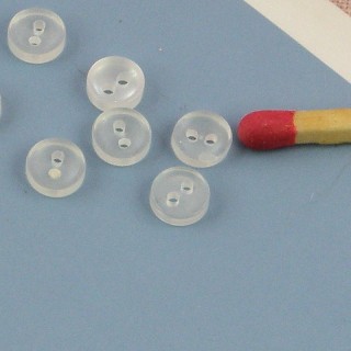 Boutons plats creux blanc transparents, 5 mm.