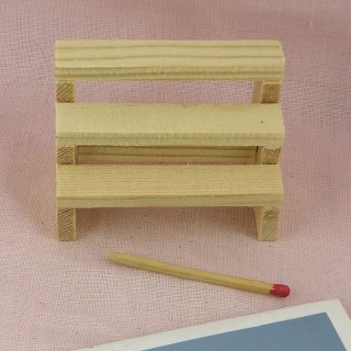 Mini wood 3-step shelf made in raw wood.