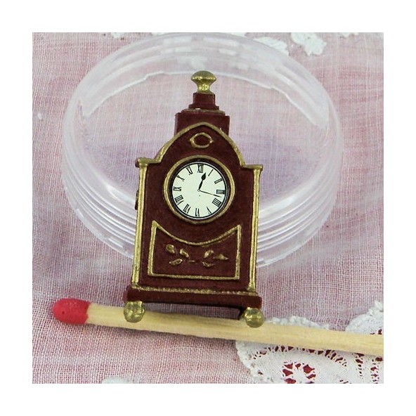 Metal mantel clock miniature for dollhouse 3 cm