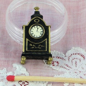 Metal mantel clock miniature for dollhouse 3 cm