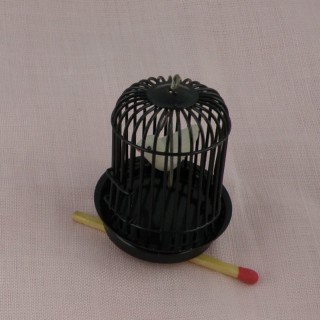 Cage avec oiseau miniature maison poupée,